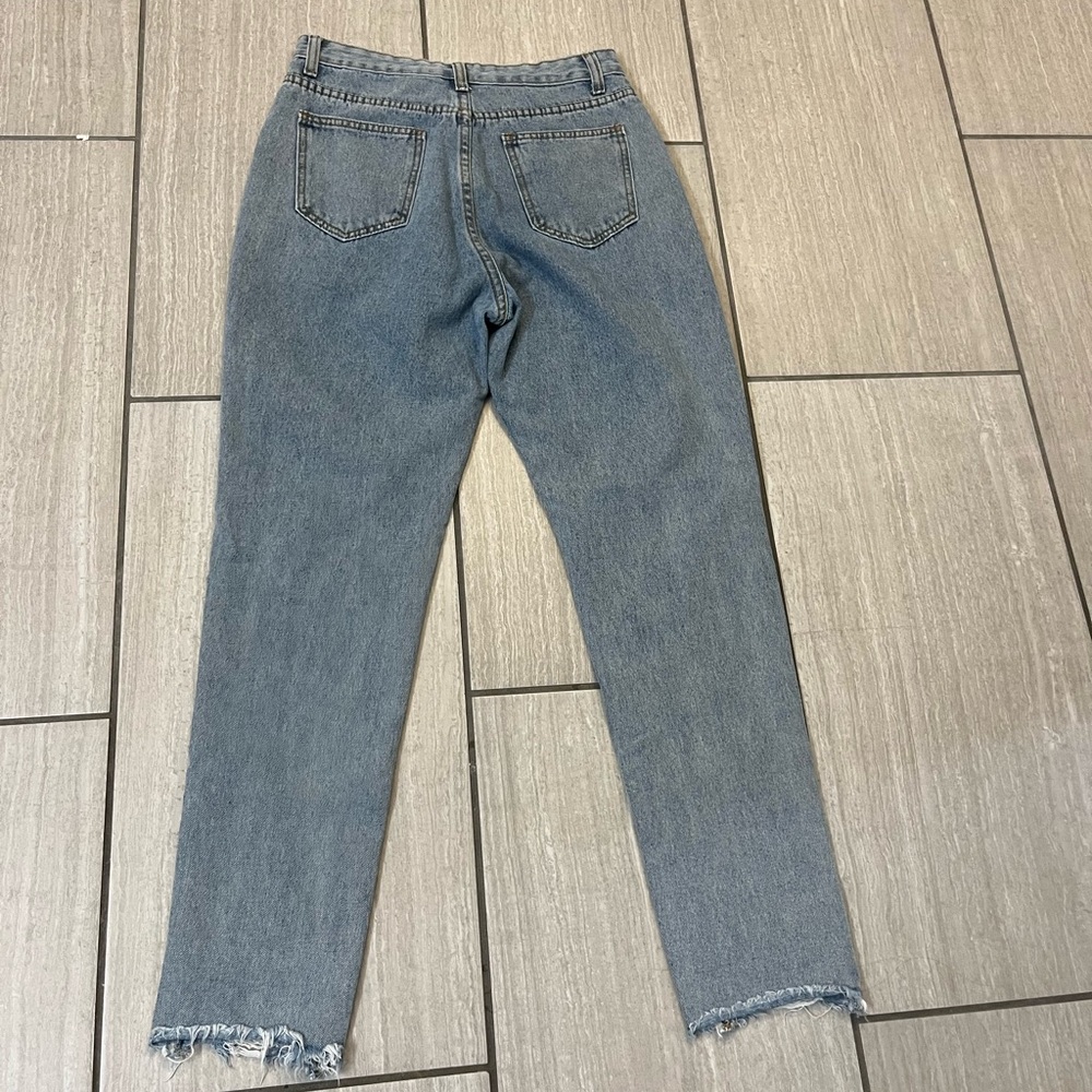SHEIN Light Blue Distressed High-Rise Straight Jeans medium - Picture 4 of 9